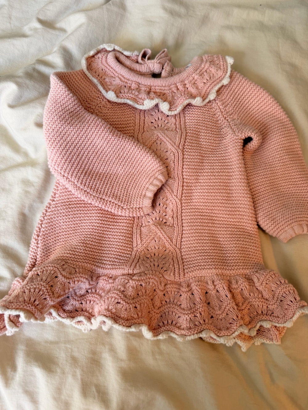 cupcakes & cashmere Pink Knit Ruffle Sweater